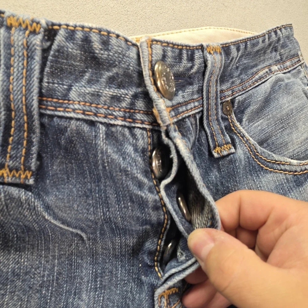 Levis 501 Jeans Mens Selvedge Blue Straight Whiskers Altered Hem‎ Fits 30x29